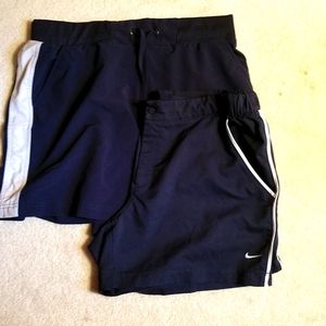 2 pair navy exercise shorts sz large